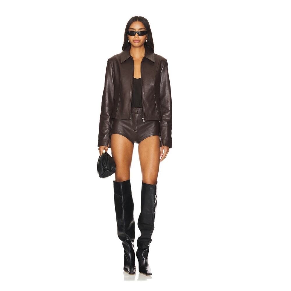 NWT LaMarque Annaise Hot Pants Leather Shorts in Mahoney small